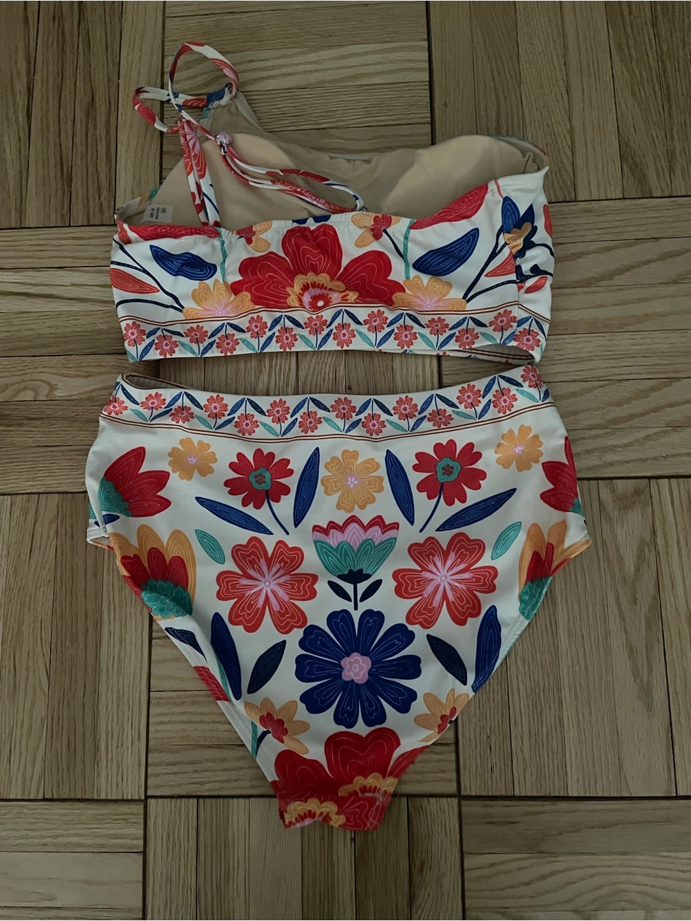 One-Shoulder Floral High-Waist Bikini Set MultiColor - Picture 6 of 8